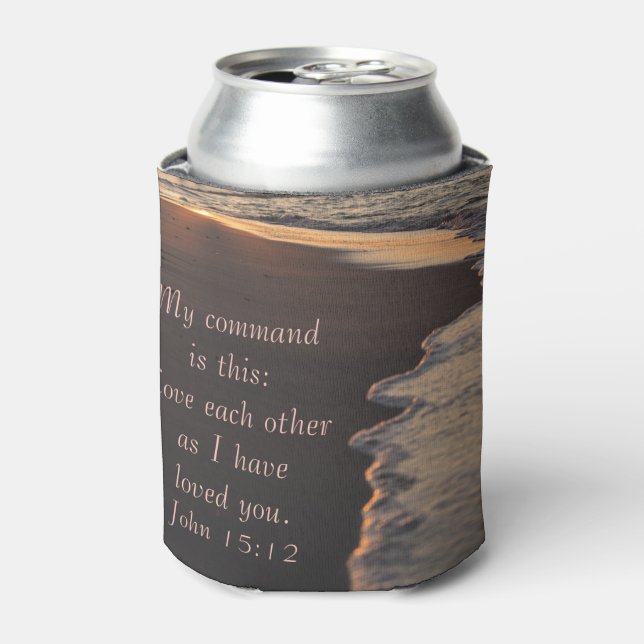 Couple Walking Beach At Sunrise John 15 12 Can Cooler (Can Front)