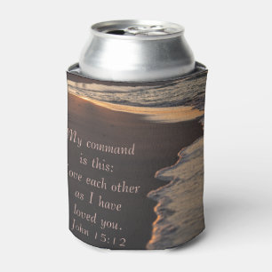 Couple Walking Beach At Sunrise John 15 12 Can Cooler