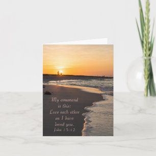 Couple Walking Beach At Sunrise John 15 12 Card