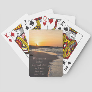 Couple Walking Beach At Sunrise John 15 12 Playing Cards