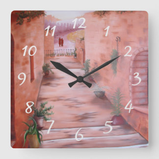 Couple Walking Square Wall Clock