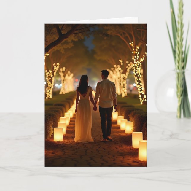 Couple Walking Valentine Holiday Card (Front)