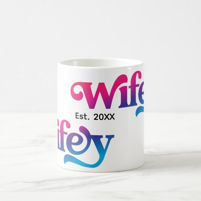 Couple Wedding Anniversary Custom Colourful Wifey Coffee Mug (Center)
