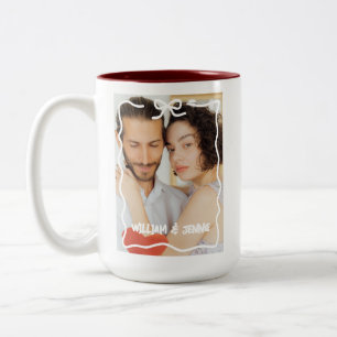 Couple Wedding Anniversary Gift Custom Photo Two-Tone Coffee Mug