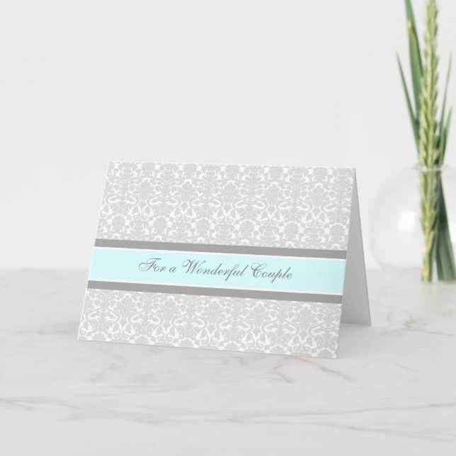 Couple Wedding Congratulations Card Blue Grey (Front)