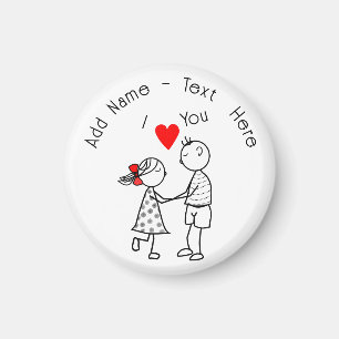 Couple Wedding Magnet and Custom Name - I Love You