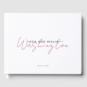 Couple Wedding Monogram Terracotta Script Name Guest Book