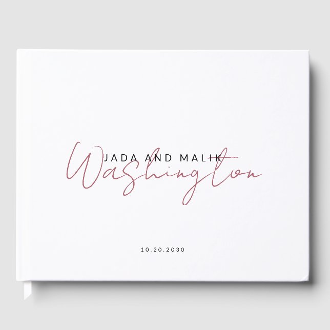 Couple Wedding Monogram Terracotta Script Name Guest Book (Front)