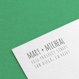 Couple Wedding Return Address Elegant Minimalist Rubber Stamp