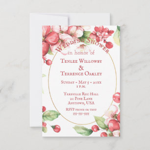 Couple Wedding Shower Red Cherries and Blossoms Invitation