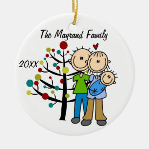 Couple With Baby Boy Custom Holiday Ornament