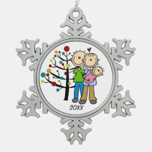 Couple With Baby Girl Snowflake Ornament