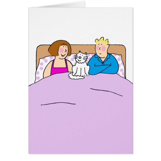 Couple with Cat Threesome Cartoon Humour (Front)