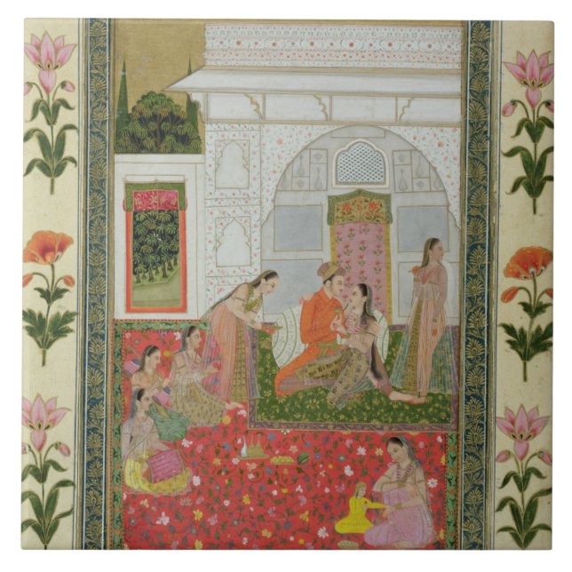 Couple with female attendants and musicians tile (Front)