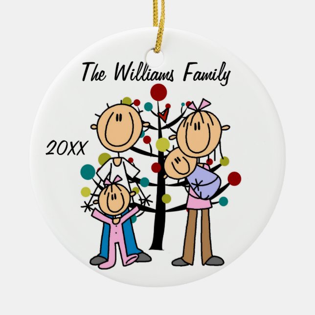 Couple With Girl, Baby Boy Custom Holiday Ornament (Front)