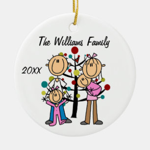Couple With Girl, Baby Girl Custom  Ceramic Ornament