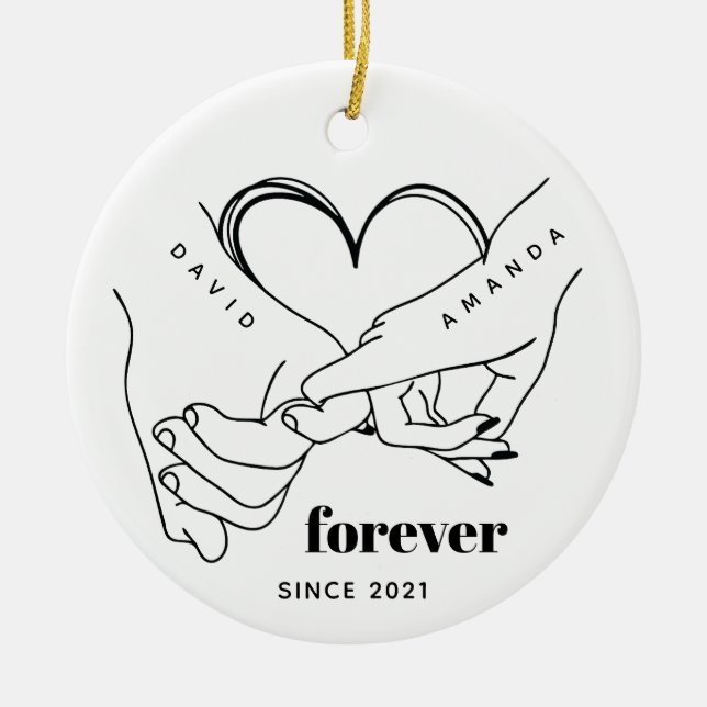 Couple with name Custom Anniversary Gift Idea Ceramic Ornament (Front)