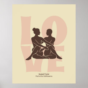 Couple Yoga Pose Print Matisse Style Wall Art