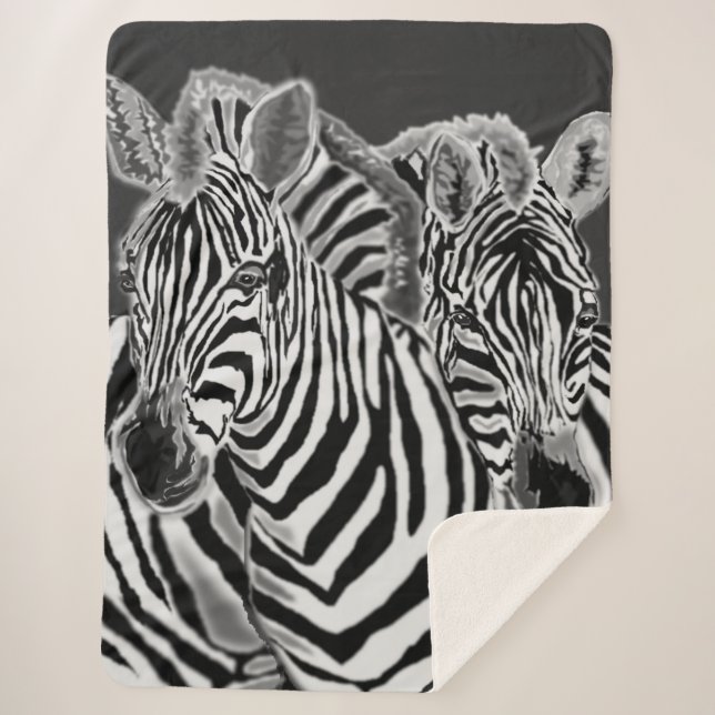 Couple Zebra Sherpa Blanket (Front)