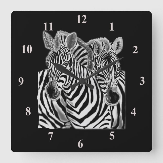 Couple Zebras Wall Clock (Front)