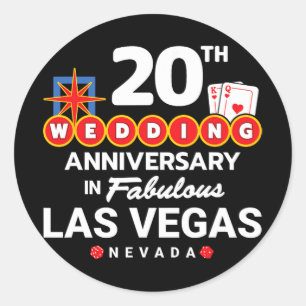 Couples 20th Anniversary - Vegas 20th Wedding Anni Classic Round Sticker