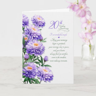 Couple's 20th Wedding Anniversary Purple Asters Card