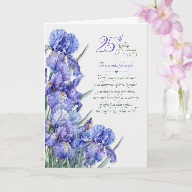 Couple's 25th Wedding Anniversary Purple Iris Card (Orchid)