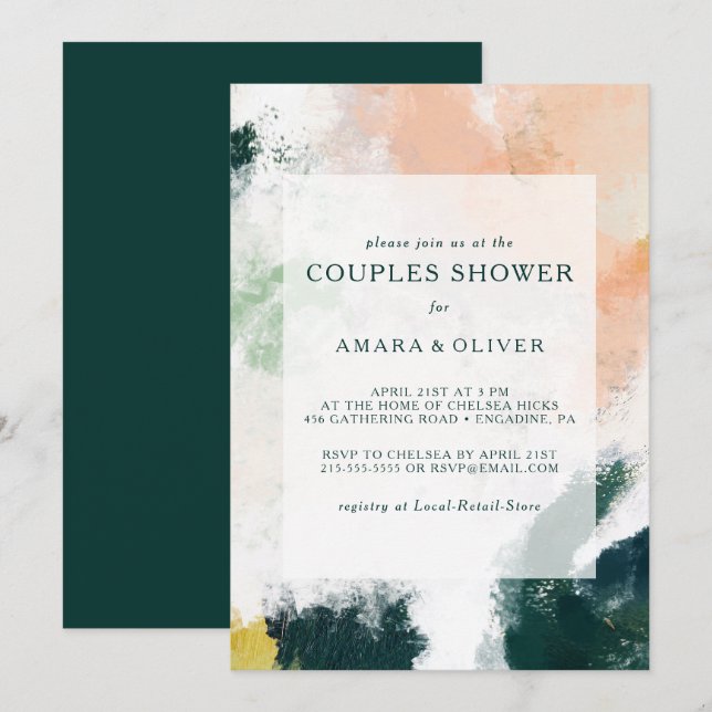 Couples Abstraits colorés Invitation douche (Devant / Derrière)