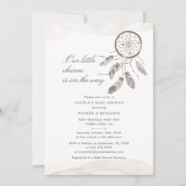 Couples Baby Shower Boho Chic Dream Catcher Invitation (Front)