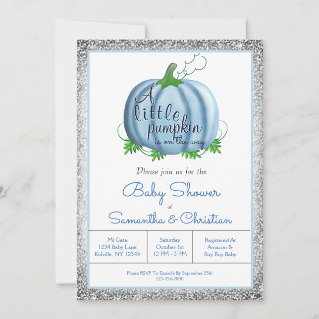 Couples Baby Shower Boy Little Pumpkin Fall  Invitation (Front)