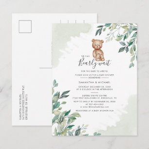 Couples Baby Shower Eucalyptus Greenery Script Invitation Postcard