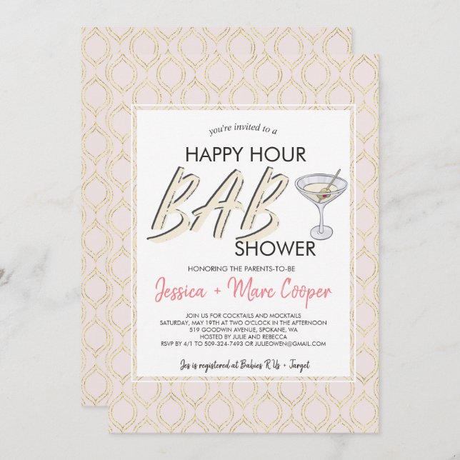 Couples Baby Shower | Happy Hour Card (Front/Back)