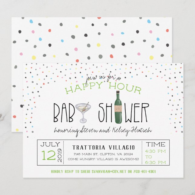 Couples Baby Shower | Happy Hour Invitation (Front/Back)