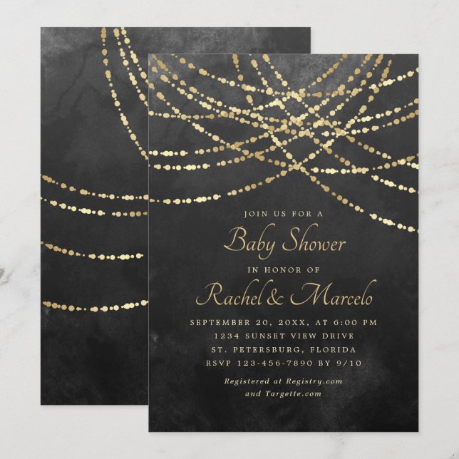 Couples Baby Shower String Lights Invitation (Front/Back)