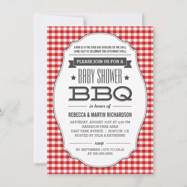 Couples BBQ Baby Douche Invitations (Devant)
