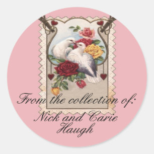 Couples Bookplate Classic Round Sticker