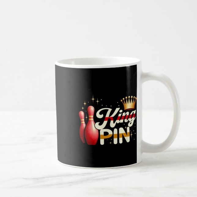 Couples Bowler League Bowling King Pin Wearing Cro Coffee Mug (Right)