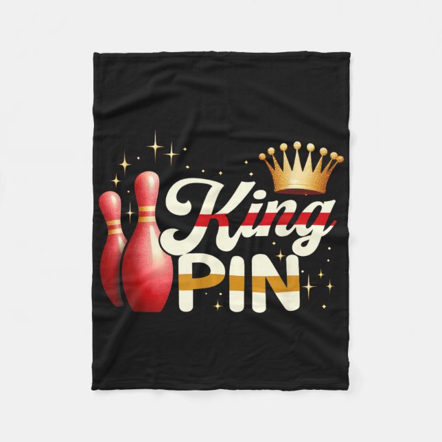 Couples Bowler League Bowling King Pin Wearing Cro Fleece Blanket (Front)