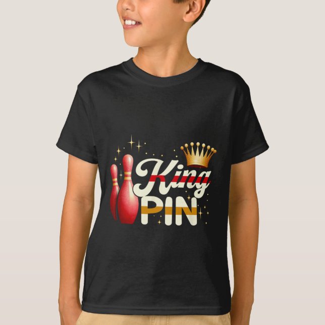 Couples Bowler League Bowling King Pin Wearing Cro T-Shirt (Front)