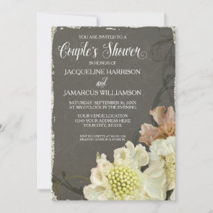 Couples Bridal Shower Party Modern Flowers Art Invitation