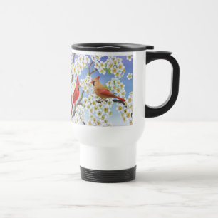 Couples cardinaux dans la tasse de voyage d'arbre