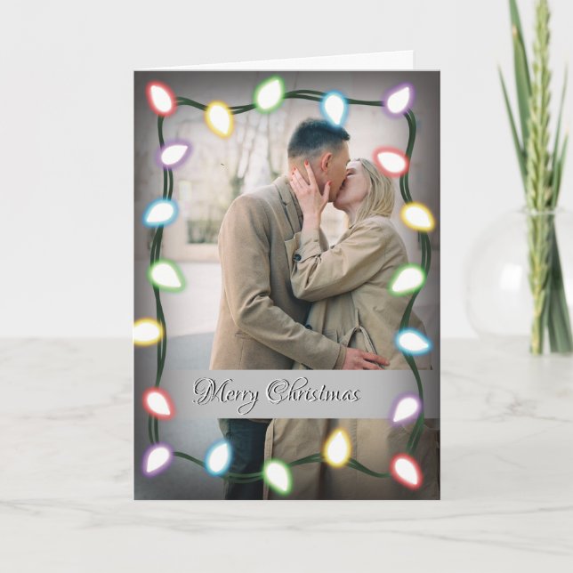 Couple's Christmas Card with Coloured Lights (Front)