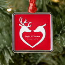 Couple's Christmas Red & White Deer Personalized