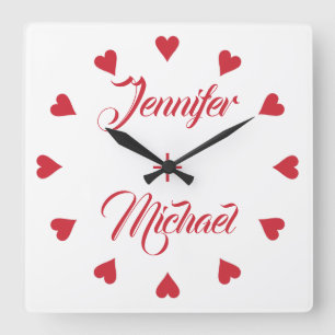Couple's Clock with Hearts