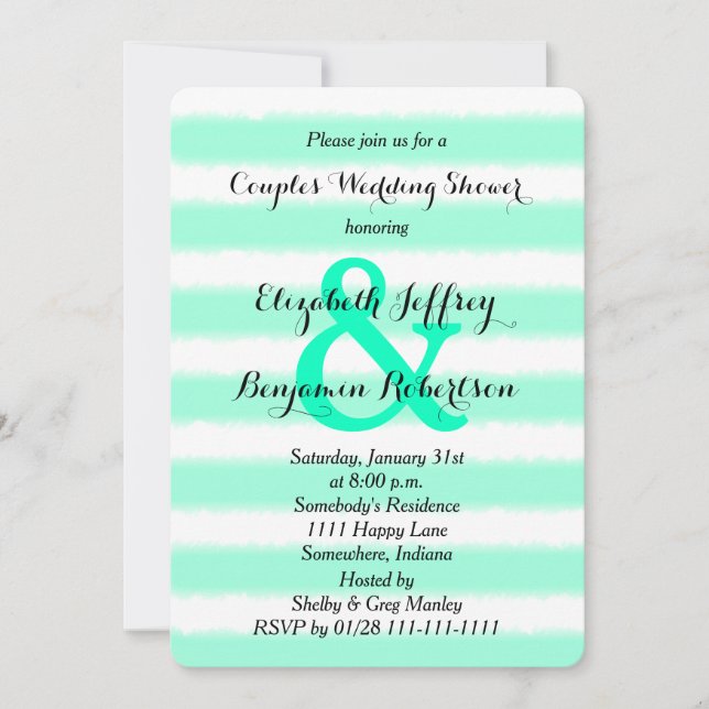 Couples Coed Wedding shower Invitation Aquarelle (Devant)