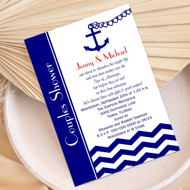 Couples Coed Wedding Shower Invitations Navy Blue (Creator Uploaded)