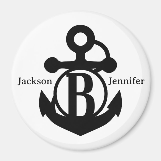 Couple's Custom B Initial Anchor Cruise Door Magnet (Front)