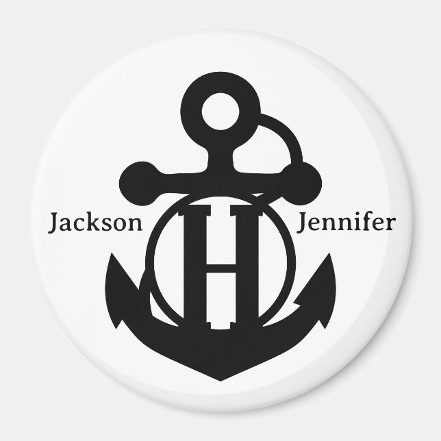 Couple's Custom H Initial Anchor Cruise Door Magnet (Front)