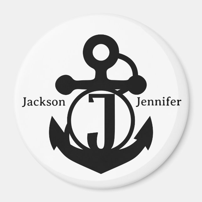 Couple's Custom J Initial Anchor Cruise Door Magnet (Front)