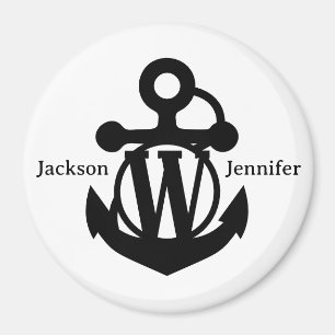 Couple's Custom W Initial Anchor Cruise Door Magnet